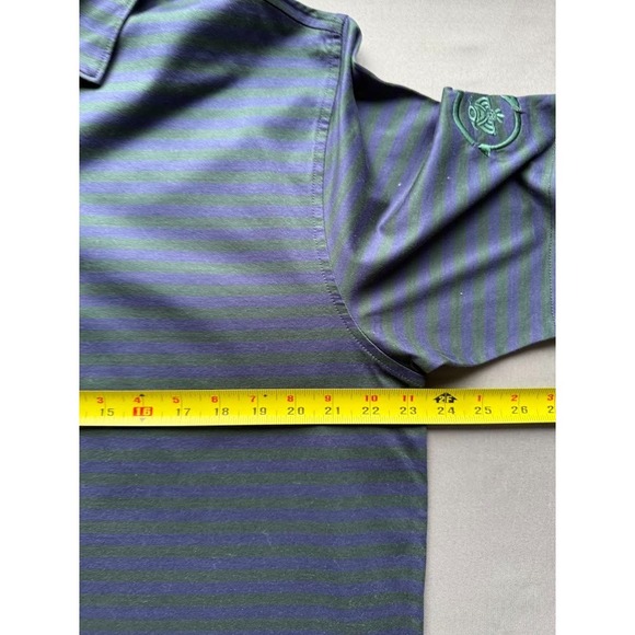 Peter Millar Polo Shirt Men Large Blue Striped 100% Cotton Golf WM Phoenix Open - Picture 6 of 14